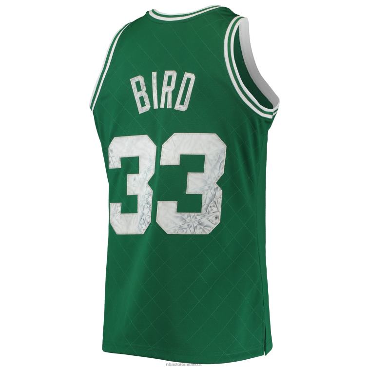 NBA 00F2L5611 Boston Celtics Larry Bird Kelly Green Hardwood Classics 75th Anniversary Diamond Swingman Jersey