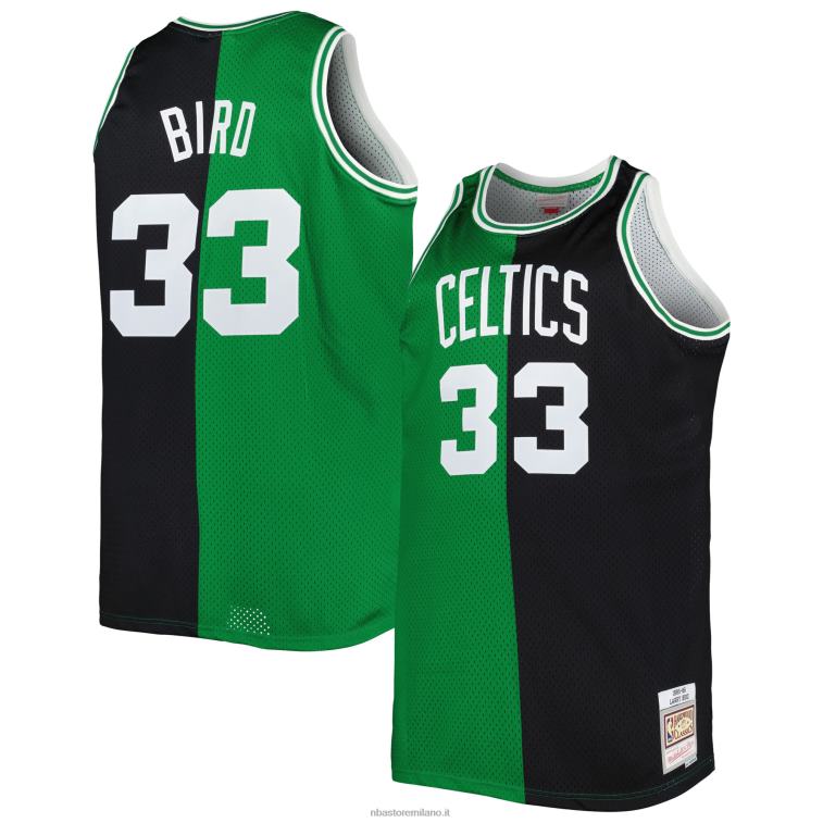 NBA 00F2L8459 boston celtics larry bird kelly verde/nero big & tall hardwood classics split swingman jersey