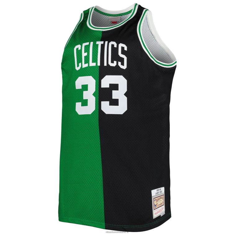 NBA 00F2L8459 boston celtics larry bird kelly verde/nero big & tall hardwood classics split swingman jersey