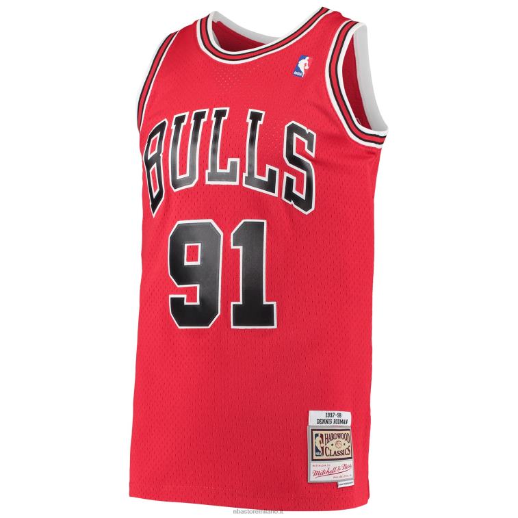 NBA 00F2L1422 chicago bulls dennis rodman mitchell & ness red hardwood classici maglia swingman