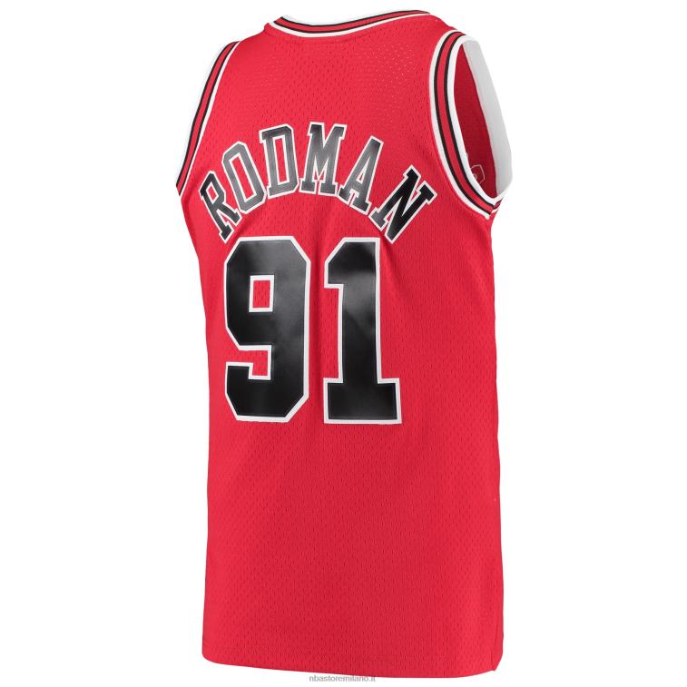 NBA 00F2L1422 chicago bulls dennis rodman mitchell & ness red hardwood classici maglia swingman