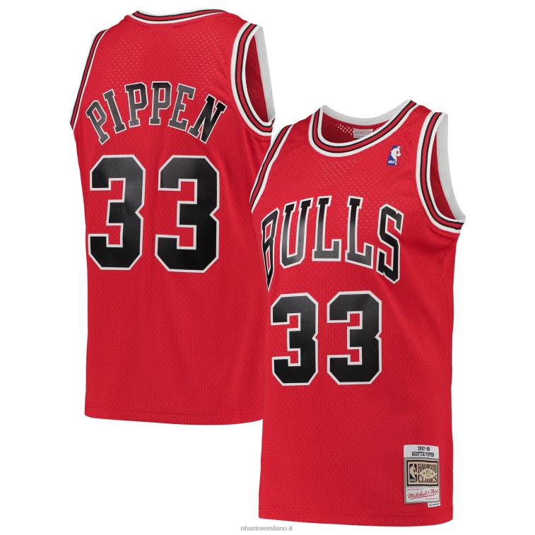 NBA 00F2L1629 maglia swingman dei Chicago Bulls Scottie Pippen Mitchell & Ness Red Hardwood Classics