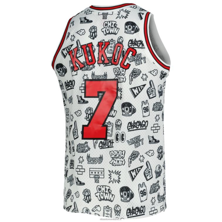 NBA 00F2L1913 chicago bulls toni kukoc mitchell & ness bianco legno duro classici doodle maglia swingman