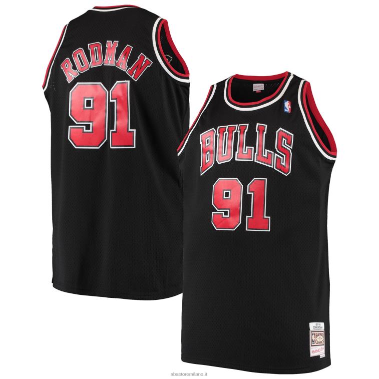 NBA 00F2L1994 chicago bulls dennis rodman mitchell & ness black big & tall hardwood classici maglia swingman