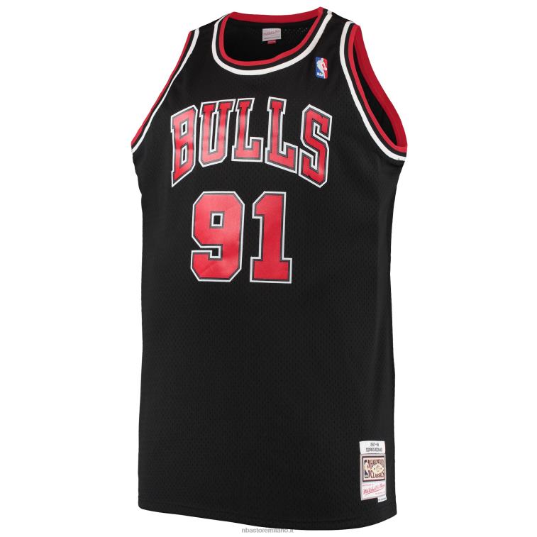 NBA 00F2L1994 chicago bulls dennis rodman mitchell & ness black big & tall hardwood classici maglia swingman