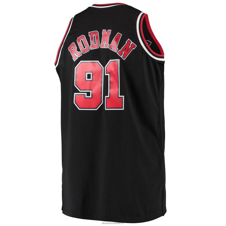 NBA 00F2L1994 chicago bulls dennis rodman mitchell & ness black big & tall hardwood classici maglia swingman