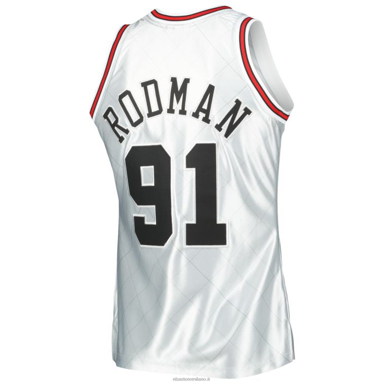 NBA 00F2L2571 Chicago Bulls Dennis Rodman Platinum Hardwood Classics Maglia Swingman 75° Anniversario