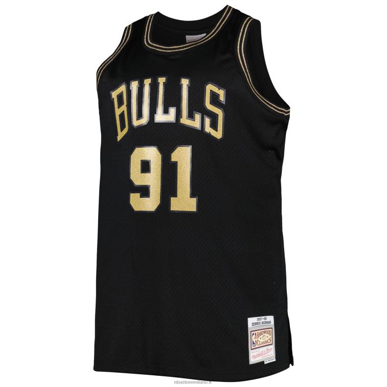 NBA 00F2L2924 Chicago bulls dennis rodman mitchell & ness black team big & tall hardwood classici maglia swingman