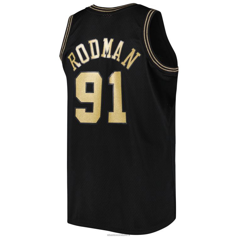 NBA 00F2L2924 Chicago bulls dennis rodman mitchell & ness black team big & tall hardwood classici maglia swingman