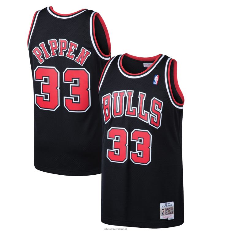 NBA 00F2L318 maglia swingman dei Chicago Bulls Scottie Pippen Mitchell & Ness Black Hardwood Classics