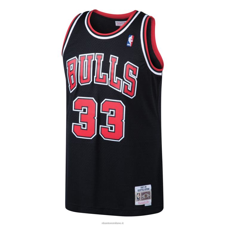 NBA 00F2L318 maglia swingman dei Chicago Bulls Scottie Pippen Mitchell & Ness Black Hardwood Classics