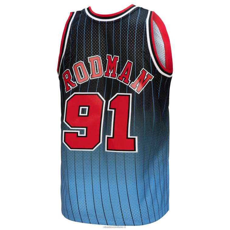 NBA 00F2L3665 chicago bulls dennis rodman black/light blue hardwood classics fadeaway maglia da giocatore swingman