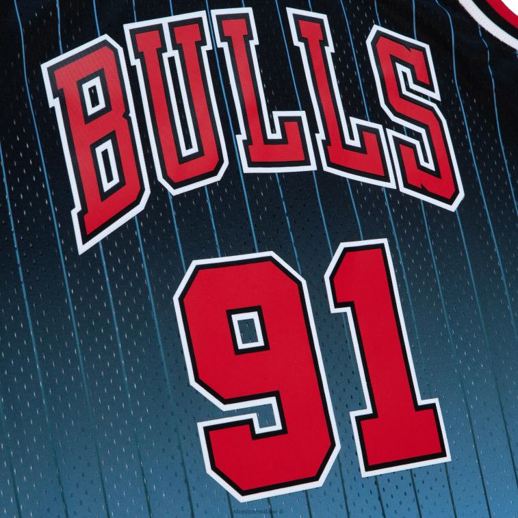 NBA 00F2L3665 chicago bulls dennis rodman black/light blue hardwood classics fadeaway maglia da giocatore swingman
