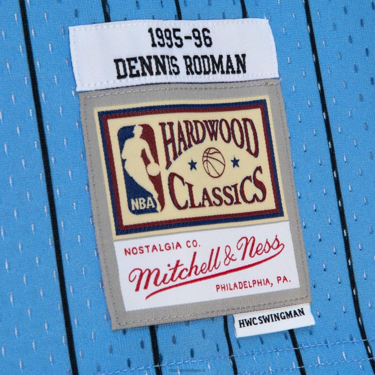 NBA 00F2L3665 chicago bulls dennis rodman black/light blue hardwood classics fadeaway maglia da giocatore swingman