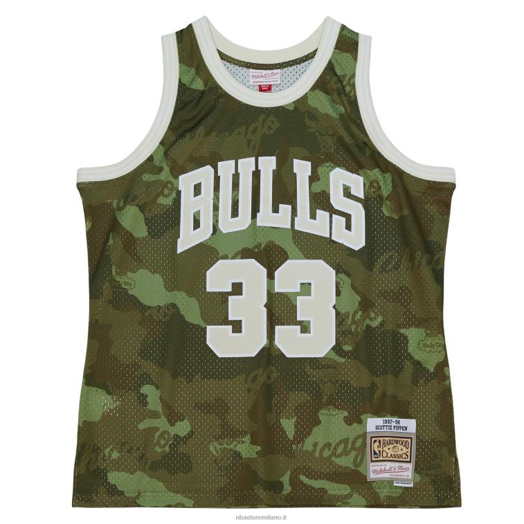 NBA 00F2L3729 chicago bulls scottie pippen mitchell & ness camo hardwood classici maglia swingman verde fantasma