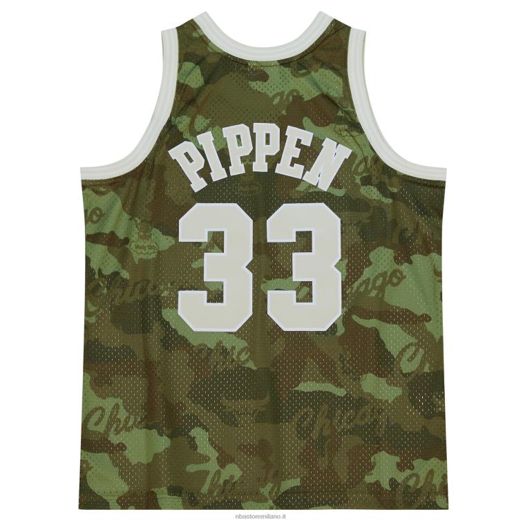 NBA 00F2L3729 chicago bulls scottie pippen mitchell & ness camo hardwood classici maglia swingman verde fantasma