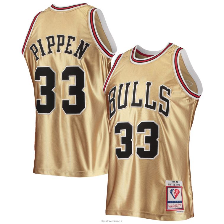 NBA 00F2L4345 Chicago Bulls Scottie Pippen Gold Mitchell & Ness 75th Anniversary Hardwood Classics Maglia Swingman