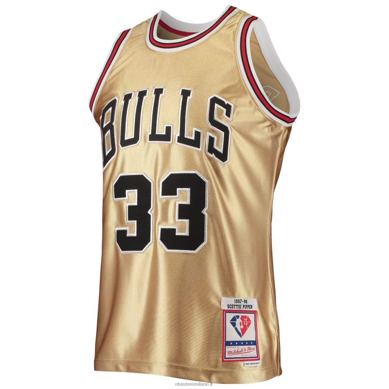 NBA 00F2L4345 Chicago Bulls Scottie Pippen Gold Mitchell & Ness 75th Anniversary Hardwood Classics Maglia Swingman