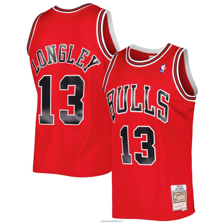 NBA 00F2L4347 chicago bulls luc longley mitchell & ness red hardwood classici maglia swingman