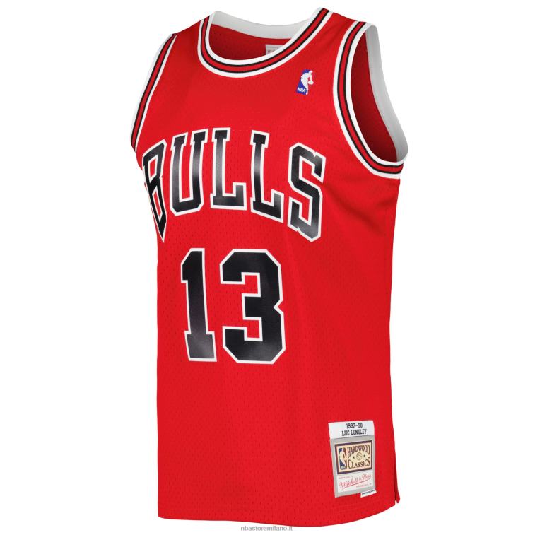 NBA 00F2L4347 chicago bulls luc longley mitchell & ness red hardwood classici maglia swingman