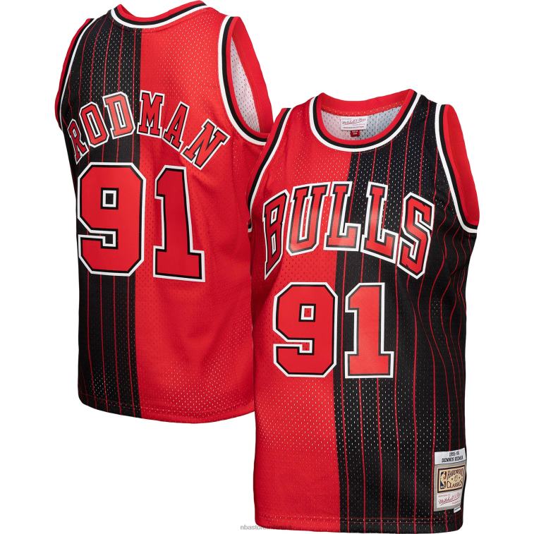 NBA 00F2L4810 chicago bulls mitchell & ness rosso/nero big & tall hardwood classici split maglia swingman