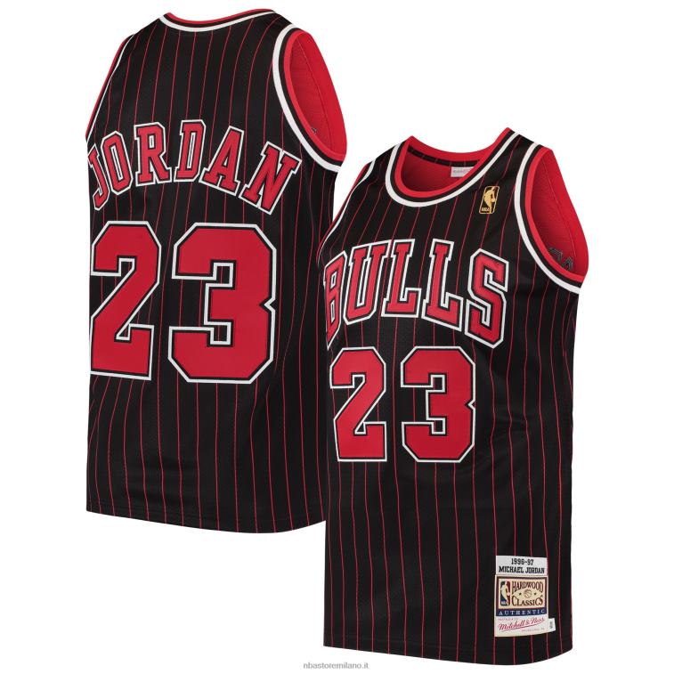 NBA 00F2L67 chicago bulls michael jordan mitchell & ness black hardwood classici maglia autentica