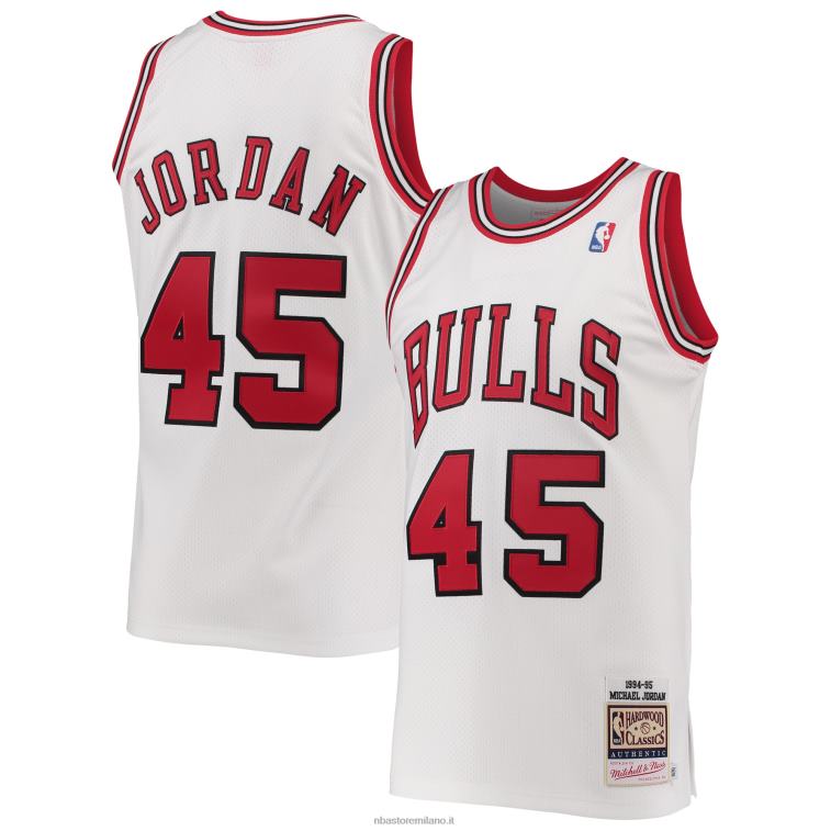 NBA 00F2L7974 Chicago bulls michael jordan mitchell & ness white hardwood classics maglia da giocatore autentica