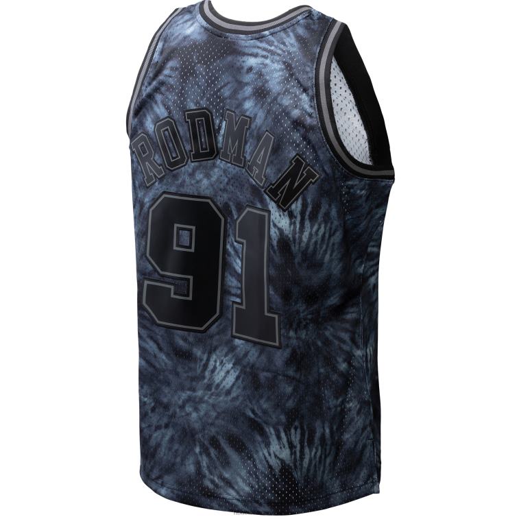 NBA 00F2L8133 chicago bulls dennis rodman mitchell & ness black hardwood classics maglia swingman tie-dye