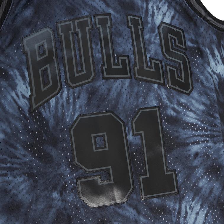 NBA 00F2L8133 chicago bulls dennis rodman mitchell & ness black hardwood classics maglia swingman tie-dye