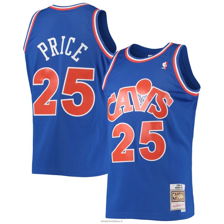 NBA 00F2L3369 cleveland cavaliers mark price mitchell & ness blue 1988-89 hardwood classics maglia swingman