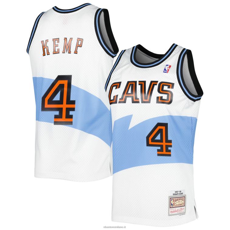 NBA 00F2L4311 mitchell & ness shawn kemp bianco cleveland cavaliers hardwood classici maglia swingman