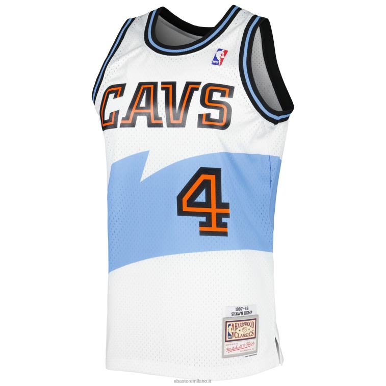 NBA 00F2L4311 mitchell & ness shawn kemp bianco cleveland cavaliers hardwood classici maglia swingman