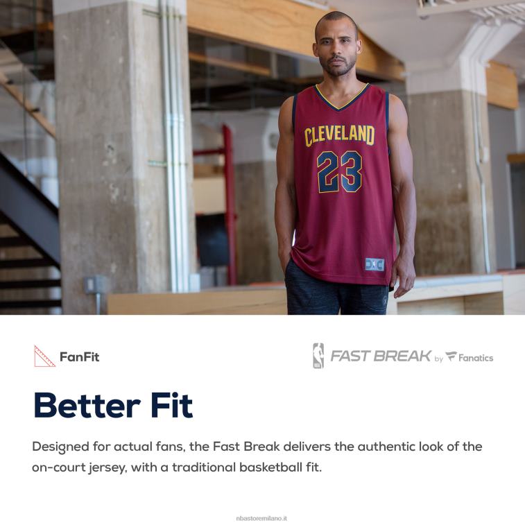NBA 00F2L4732 cleveland cavaliers maroon finale 2018 legato fast break maglia replica personalizzata