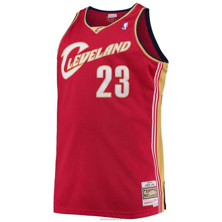 NBA 00F2L6564 cleveland cavaliers lebron james mitchell & ness wine big & tall hardwood classici maglia swingman