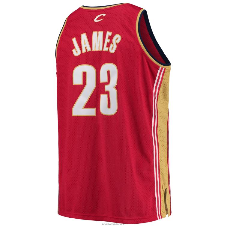 NBA 00F2L6564 cleveland cavaliers lebron james mitchell & ness wine big & tall hardwood classici maglia swingman