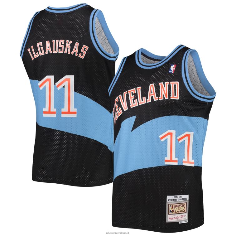 NBA 00F2L887 cleveland cavaliers zydrunas ilgauskas mitchell & ness black hardwood classics maglia swingman