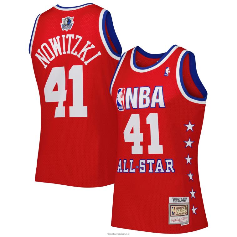 NBA 00F2L458 western conference dirk nowitzki mitchell & ness maglia rossa 2003 all star game swingman