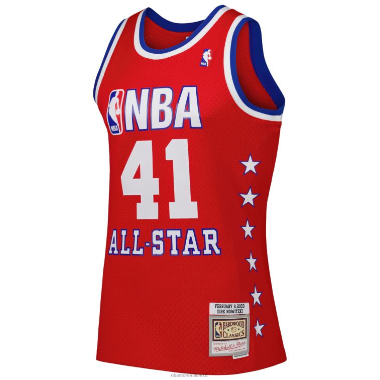 NBA 00F2L458 western conference dirk nowitzki mitchell & ness maglia rossa 2003 all star game swingman