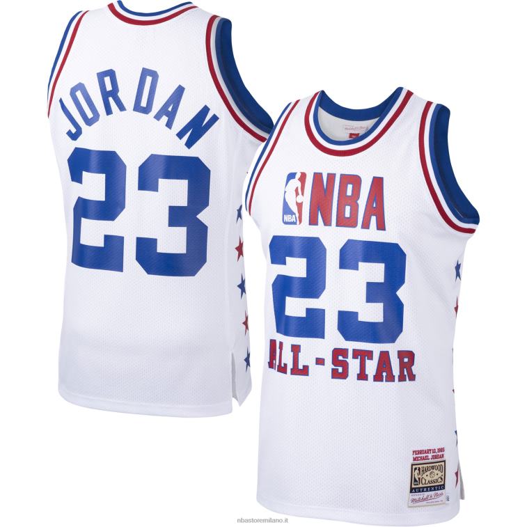 NBA 00F2L2099 michael jordan mitchell & ness bianco conferenza orientale 1985 all-star game maglia autentica