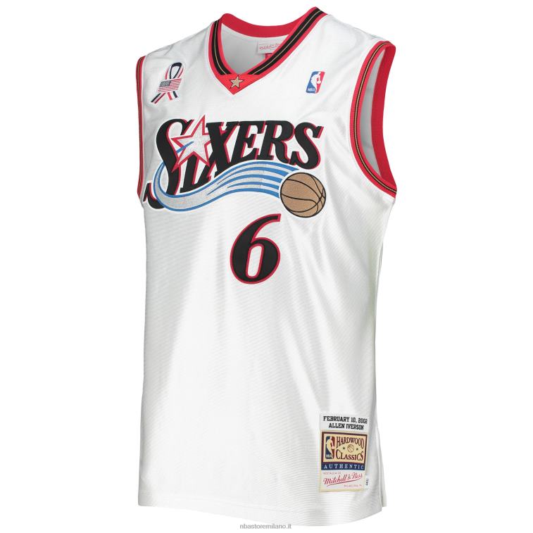 NBA 00F2L3115 Eastern Conference Allen Iverson White Hardwood Classics Game Maglia autentica