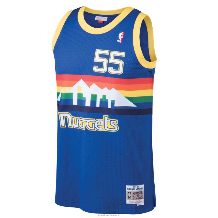 NBA 00F2L144 denver nuggets dikembe mutombo mitchell & ness blue hardwood classici maglia swingman