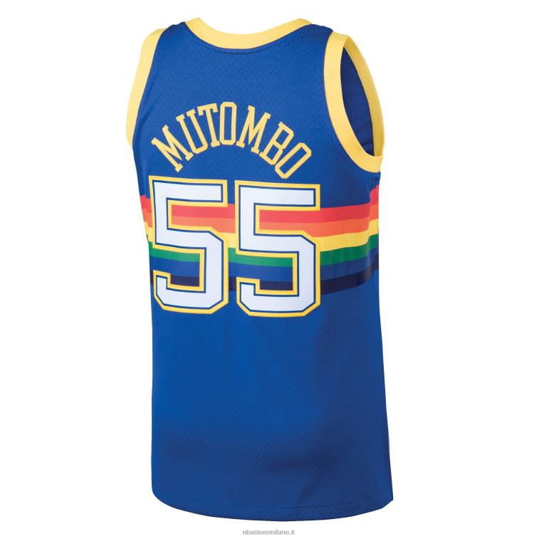 NBA 00F2L144 denver nuggets dikembe mutombo mitchell & ness blue hardwood classici maglia swingman