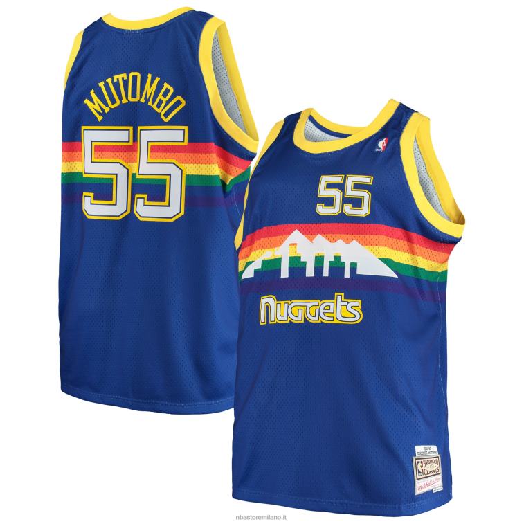 NBA 00F2L3186 denver nuggets dikembe mutombo mitchell & ness royal big & tall maglia classica in legno duro