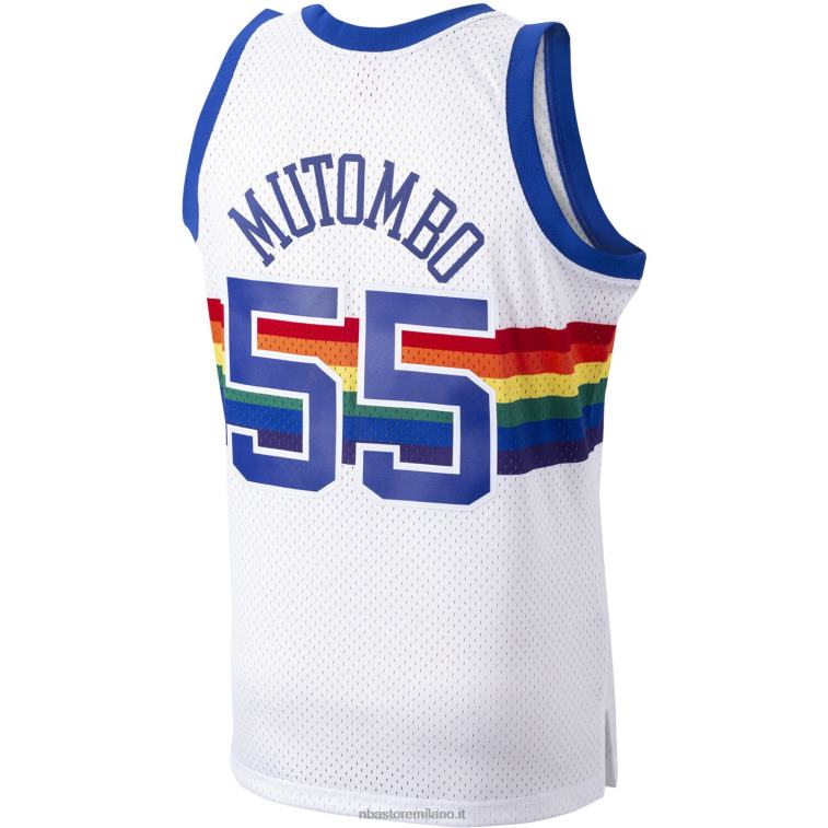NBA 00F2L3618 denver nuggets dikembe mutombo mitchell & ness white hardwood classics maglia da giocatore swingman