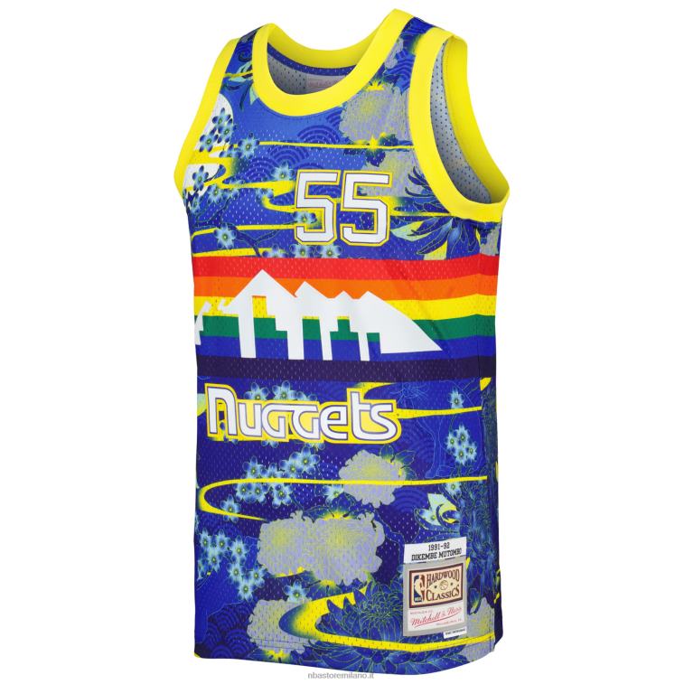 NBA 00F2L7596 denver nuggets dikembe mutombo mitchell & ness blue hardwood classics maglia swingman capodanno lunare