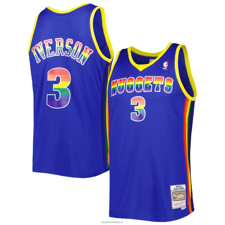NBA 00F2L7752 denver nuggets allen iverson royal hardwood classics reload 3.0 maglia swingman