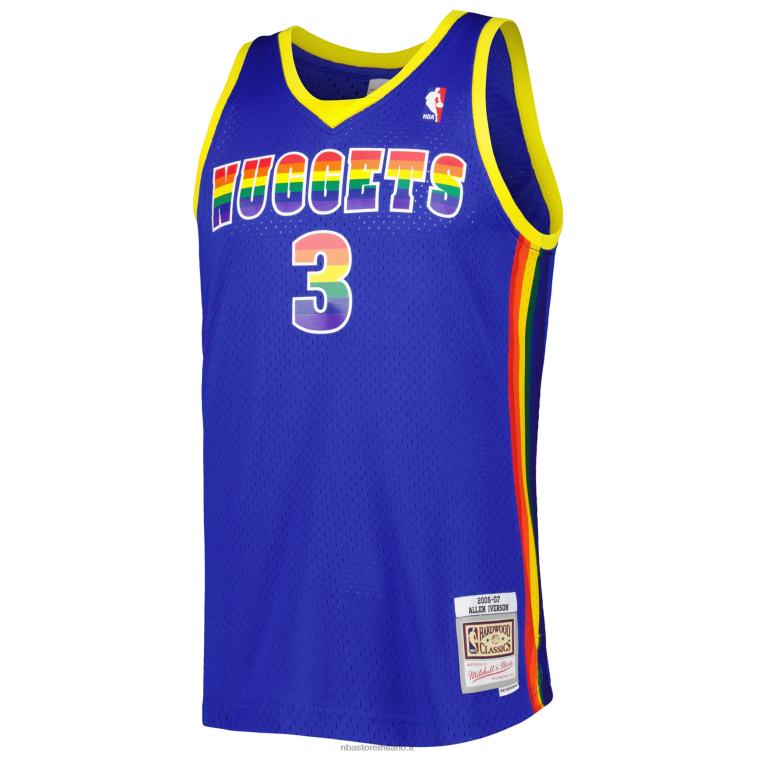 NBA 00F2L7752 denver nuggets allen iverson royal hardwood classics reload 3.0 maglia swingman