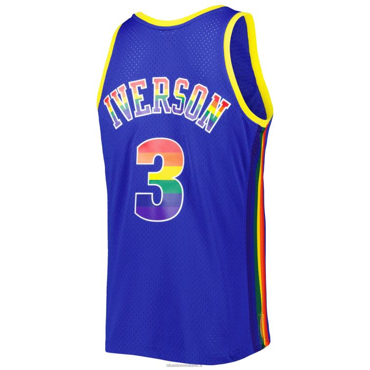NBA 00F2L7752 denver nuggets allen iverson royal hardwood classics reload 3.0 maglia swingman