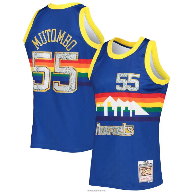 NBA 00F2L8480 Denver Nuggets Dikembe Mutombo Royal Hardwood Classics 75th Anniversary Diamond Swingman Jersey