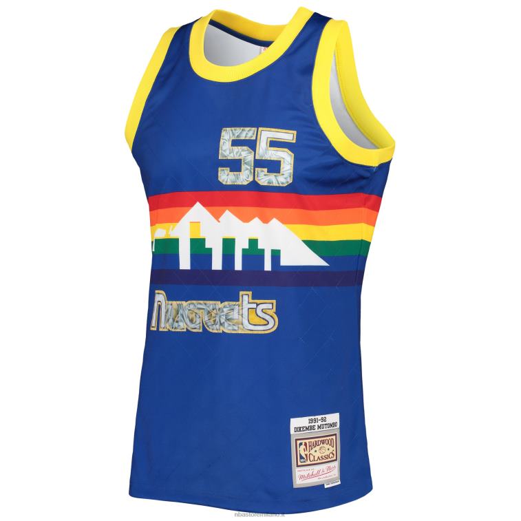 NBA 00F2L8480 Denver Nuggets Dikembe Mutombo Royal Hardwood Classics 75th Anniversary Diamond Swingman Jersey